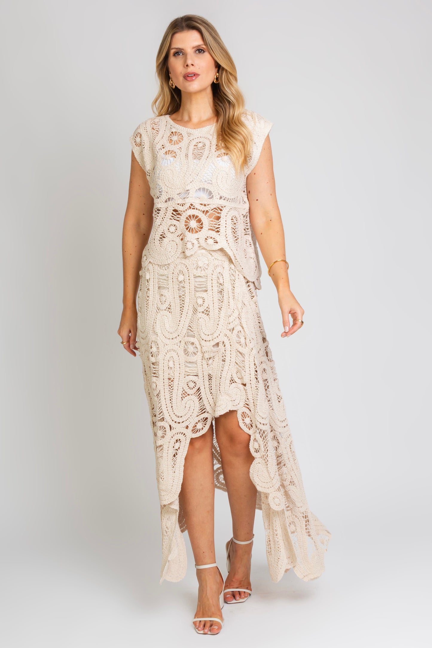Conjunto Boho em Crochê Cru