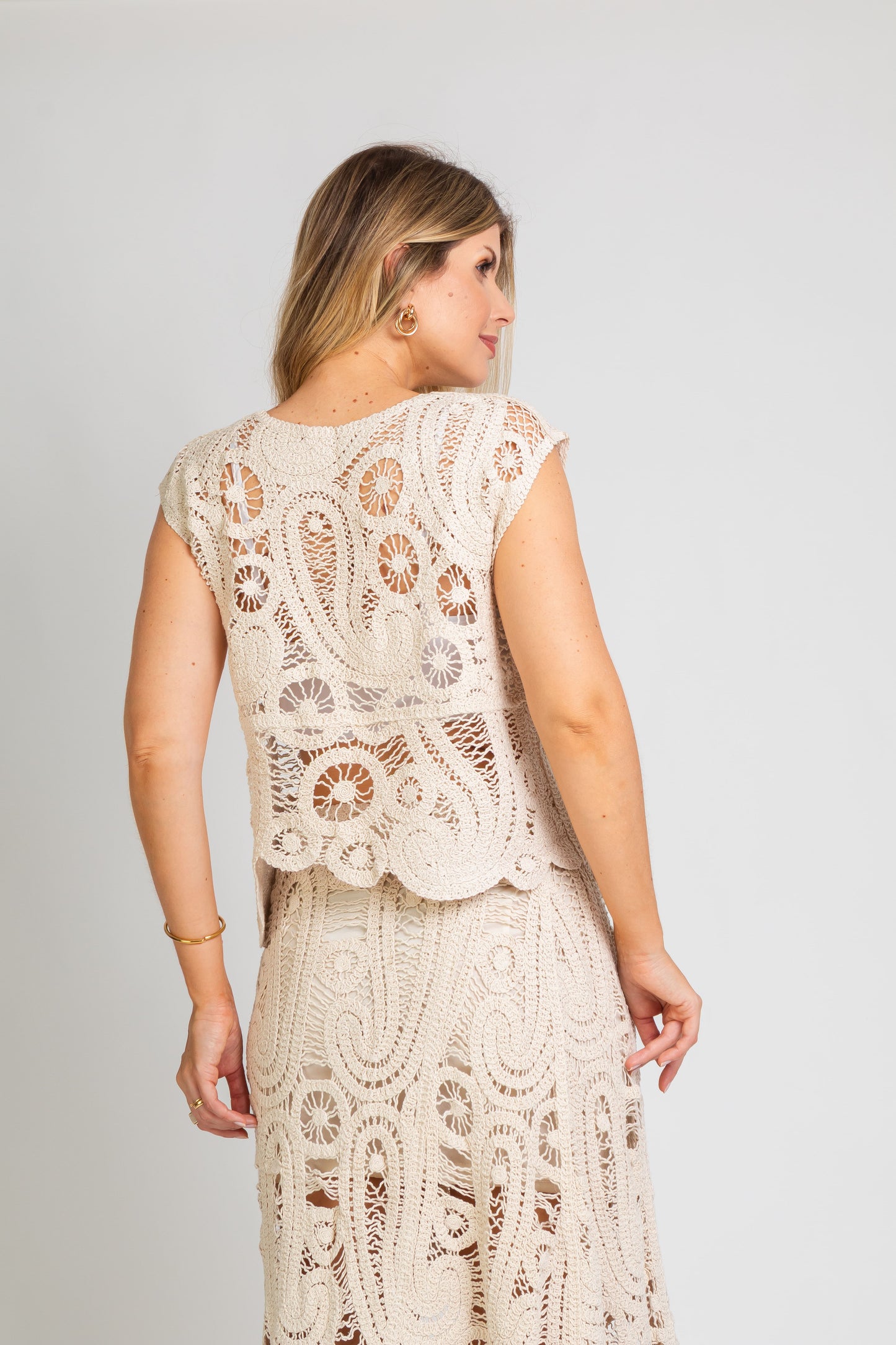 Conjunto Boho em Crochê Cru