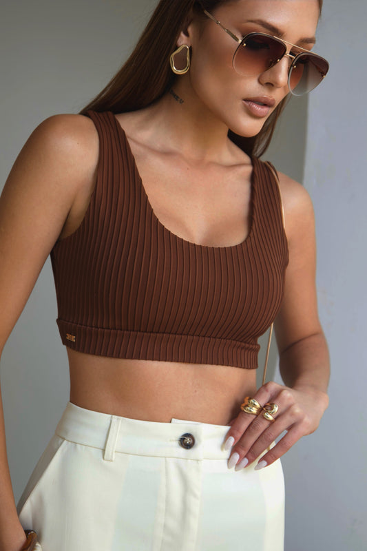 Cropped Poliamida Marrom