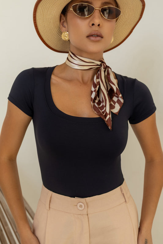 Body Poliamida Decote Redondo Preto