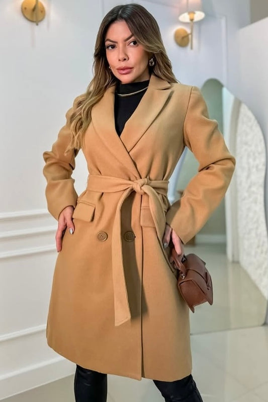 Sobretudo Em Lã Batida Nude