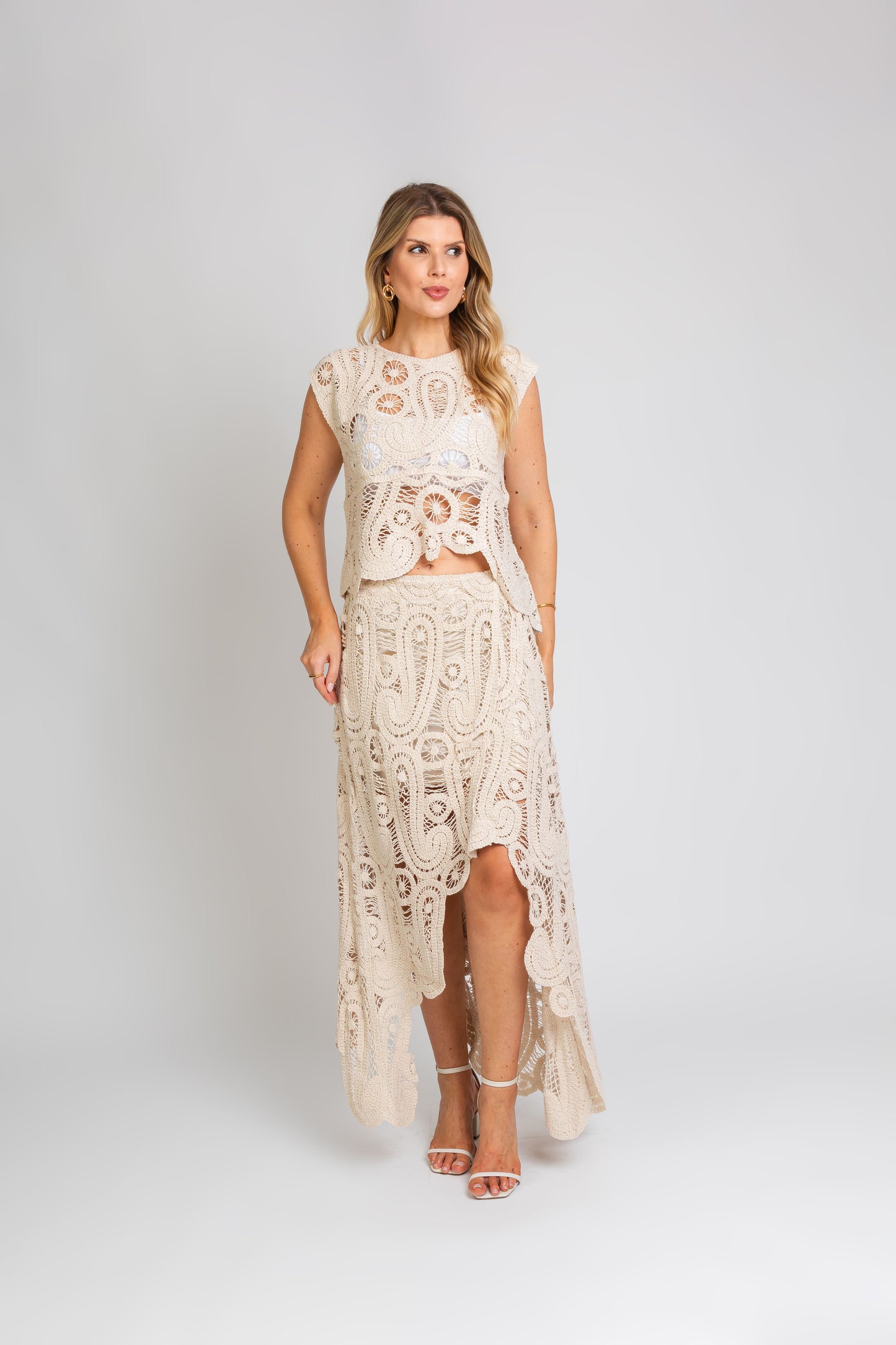 Conjunto Boho em Crochê Cru