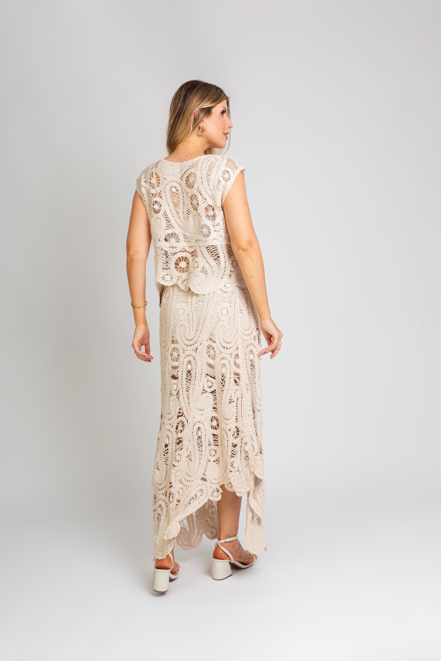 Conjunto Boho em Crochê Cru