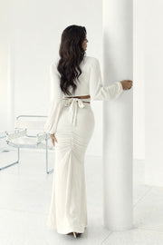 Conjunto Poliamida Cropped Manga Longa + Saia Longa OFF