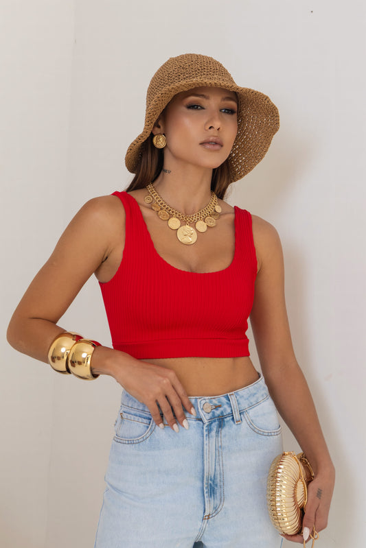 Cropped Poliamida Vermelho