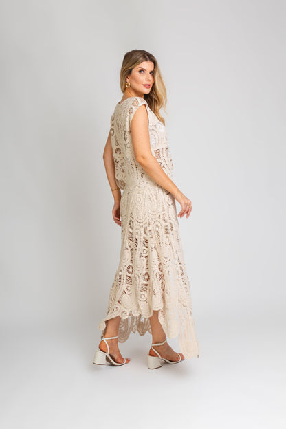 Conjunto Boho em Crochê Cru