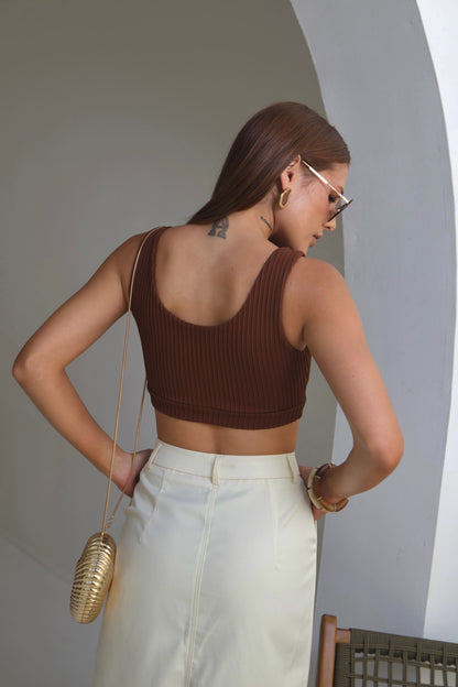 Cropped Poliamida Marrom