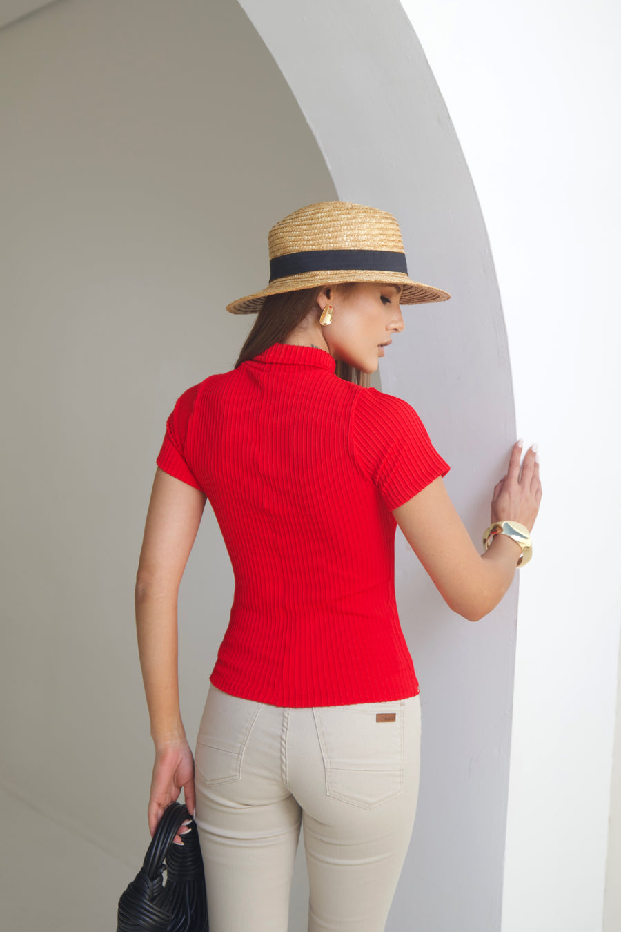 Blusa Gola Alta em Poliamida Vermelha