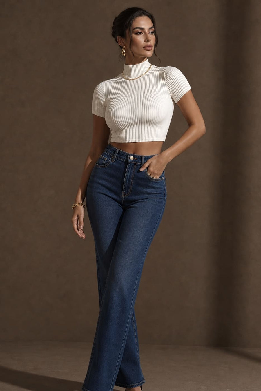 Cropped Gola Alta em Poliamida OFF