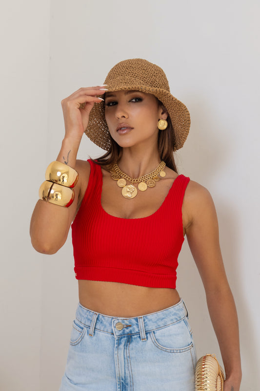 Cropped Poliamida Vermelho