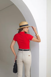 Blusa Gola Alta em Poliamida Vermelha