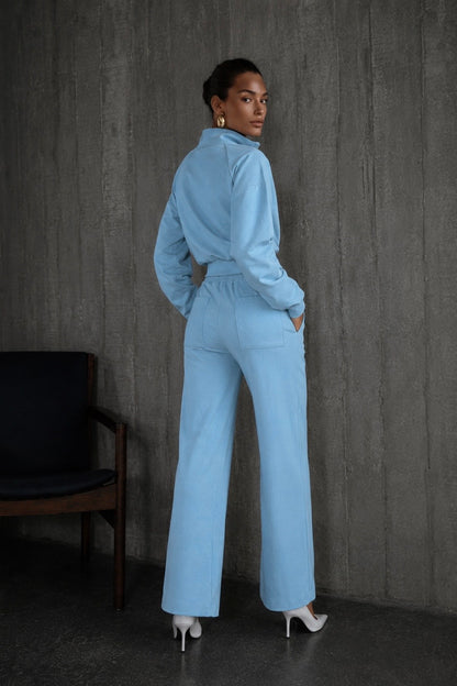 Conjunto Moletom Premium com Zíper Azul