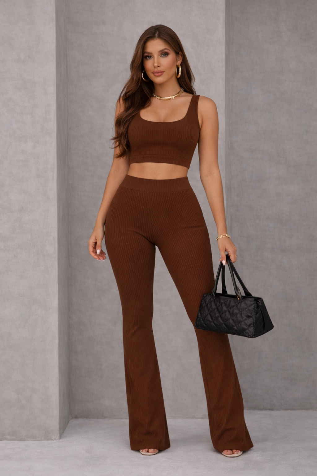 Conjunto Ultra Modelador em Poliamida Marrom