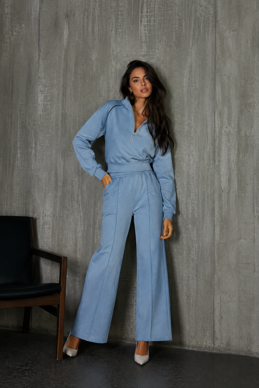 Conjunto Moletom Premium com Zíper Azul