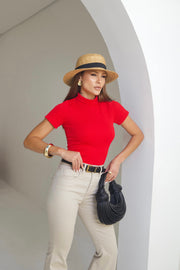 Blusa Gola Alta em Poliamida Vermelha
