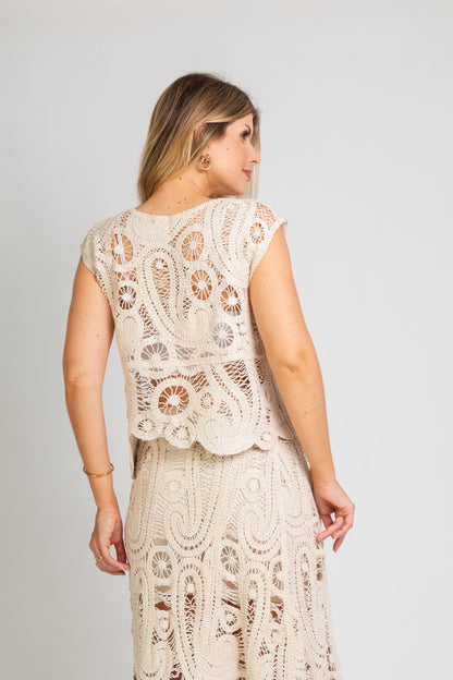 Conjunto Boho em Crochê Cru