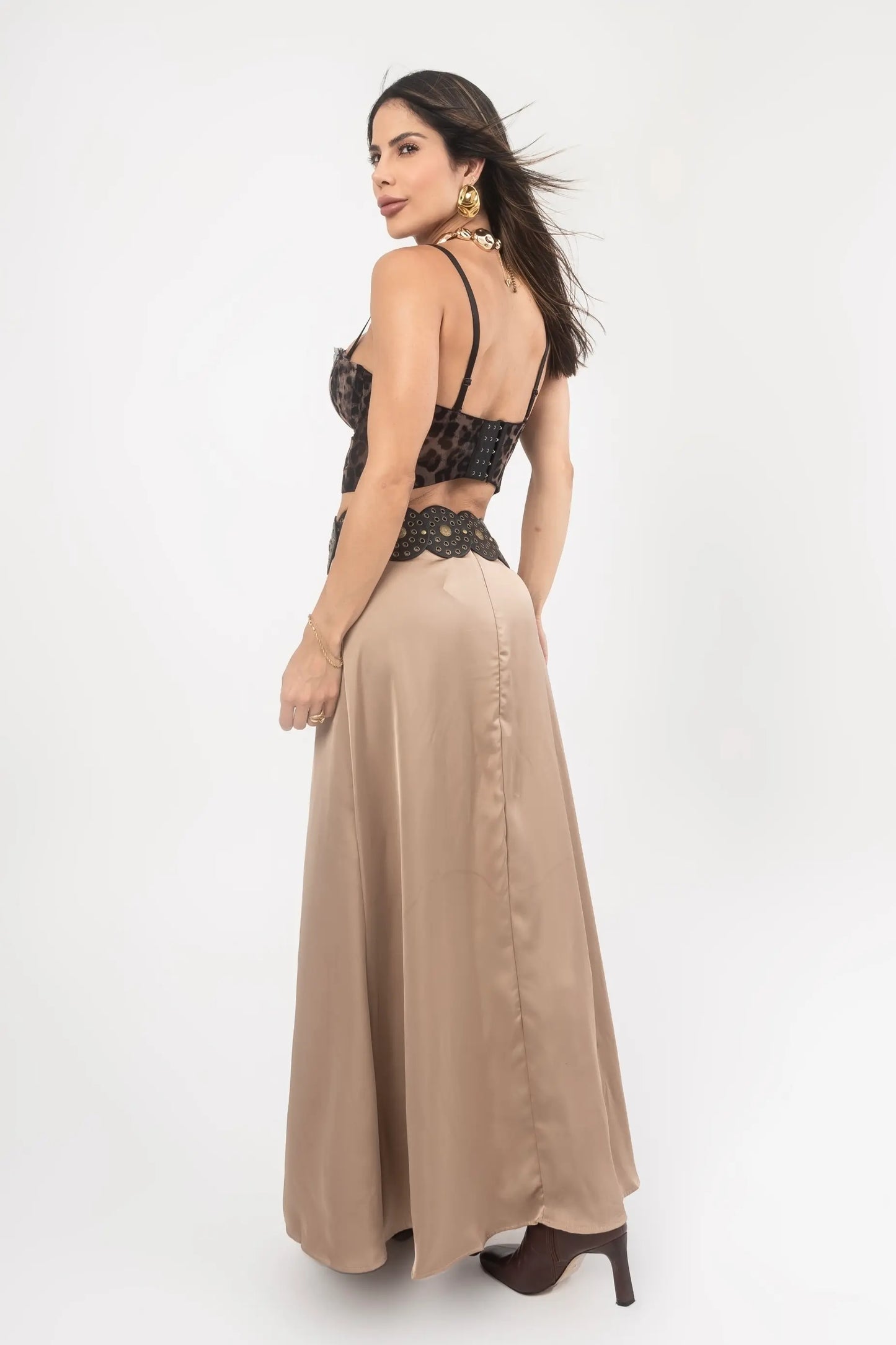 Corset Tule Animal Print com Alça Removível
