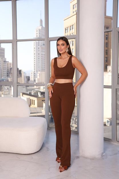 Cropped Modelador Poliamida Dupla Marrom