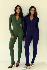 Macacão Skinny em Poliamida de Alta Compressão – Azul-Marinho
