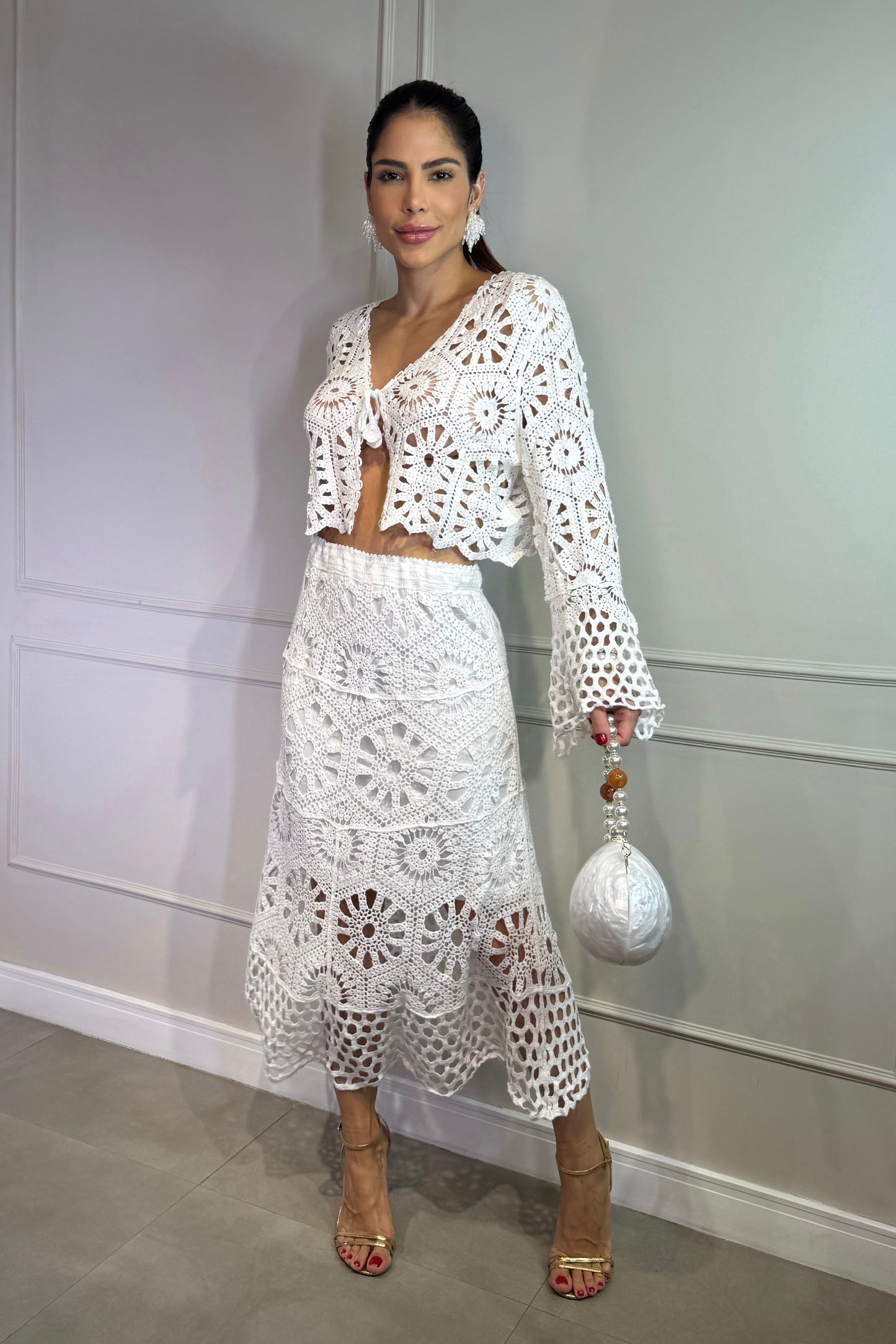 Conjunto Boho em Crochê Branco