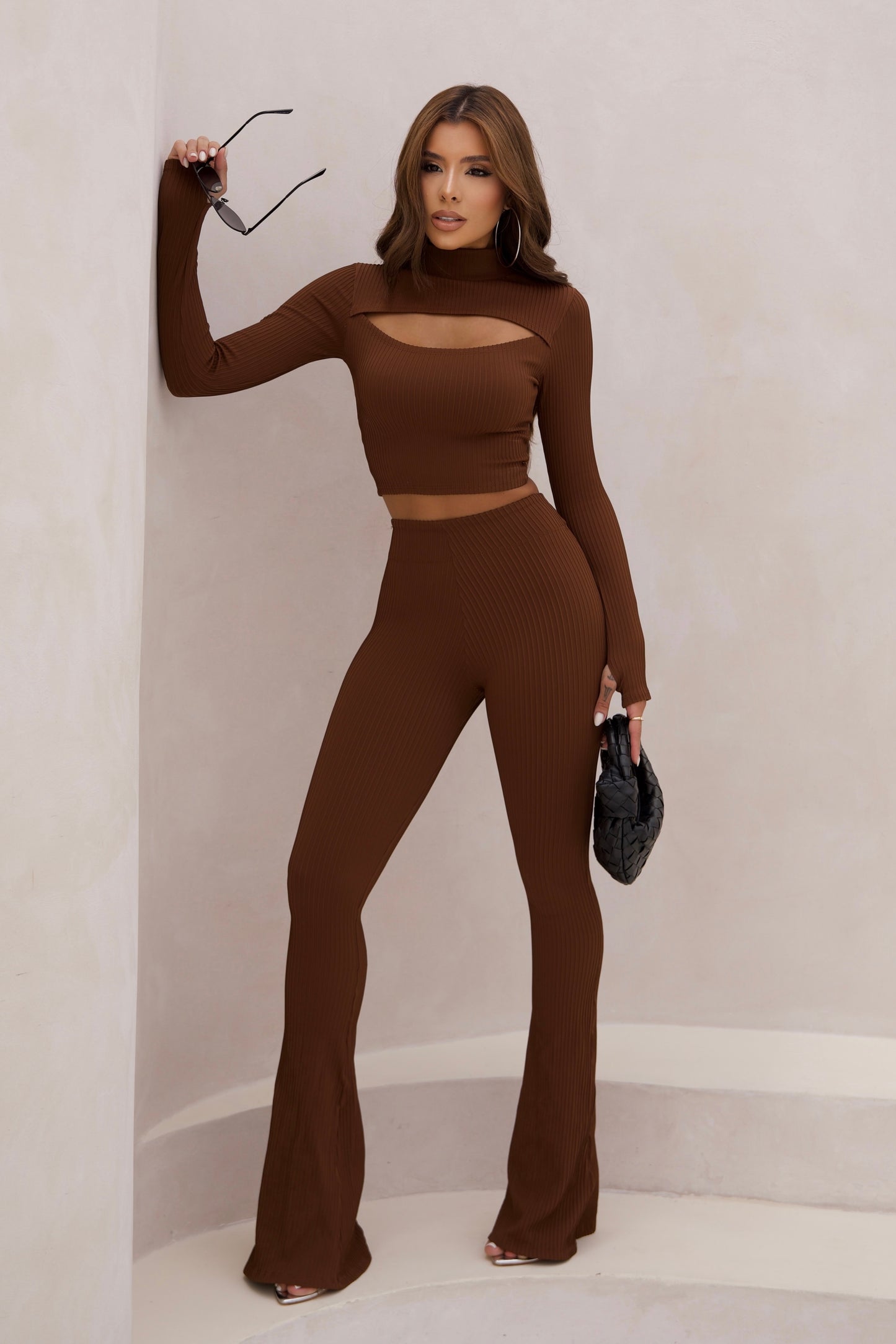 Calça Poliamida Flare Modeladora Marrom