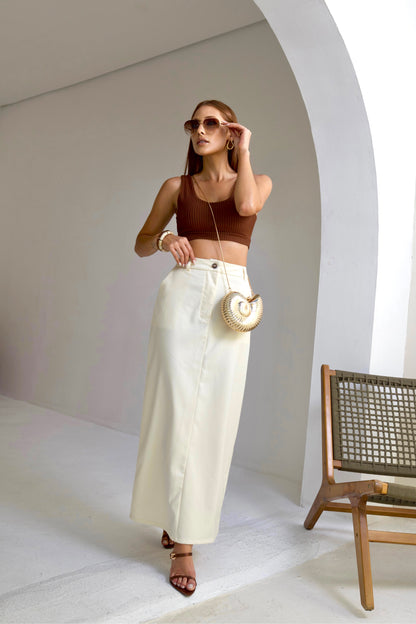 Cropped Poliamida Marrom