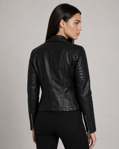 Jaqueta biker em poliuretano resinado - Preto