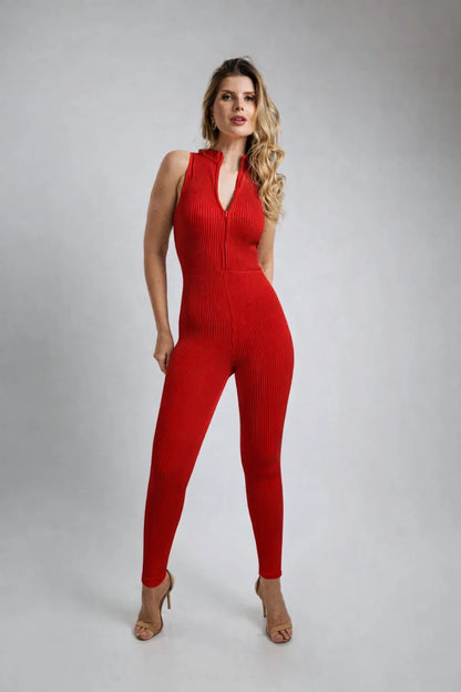 Macacão Regata Poliamida com Alta Compressão Vermelho