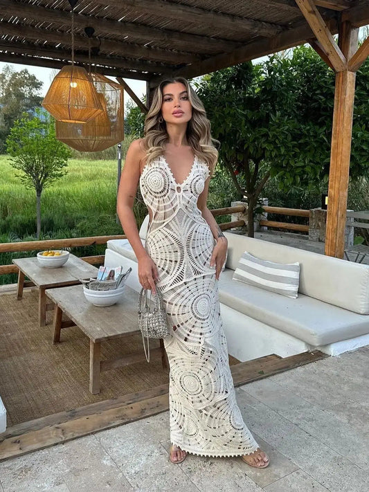 Saída de Praia Del Mar em Crochê Boho Chic OFF