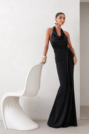 Conjunto Poliamida Cropped Degagê e Saia Longa Preto
