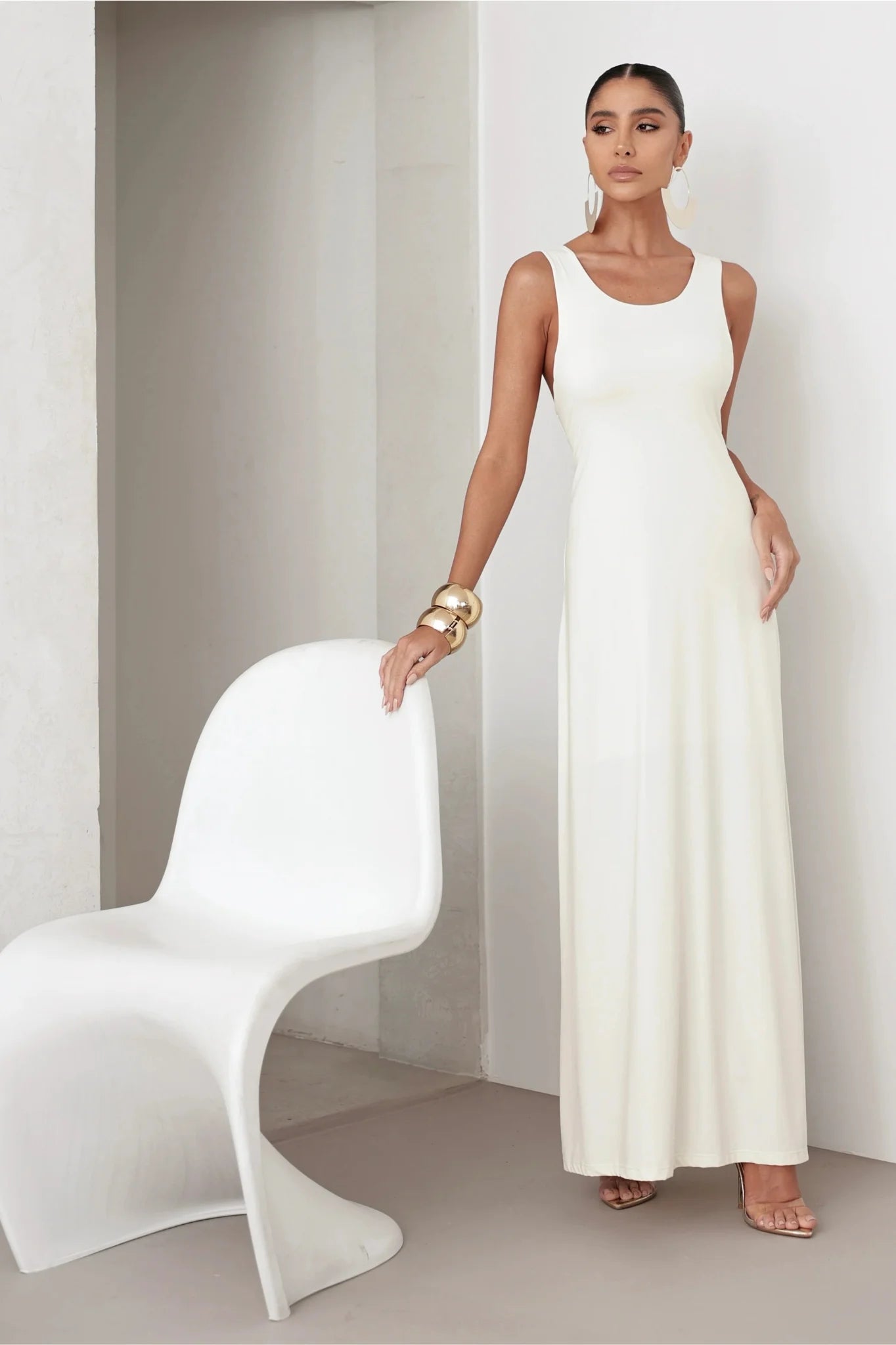 Vestido Poliamida Longo Regata Off