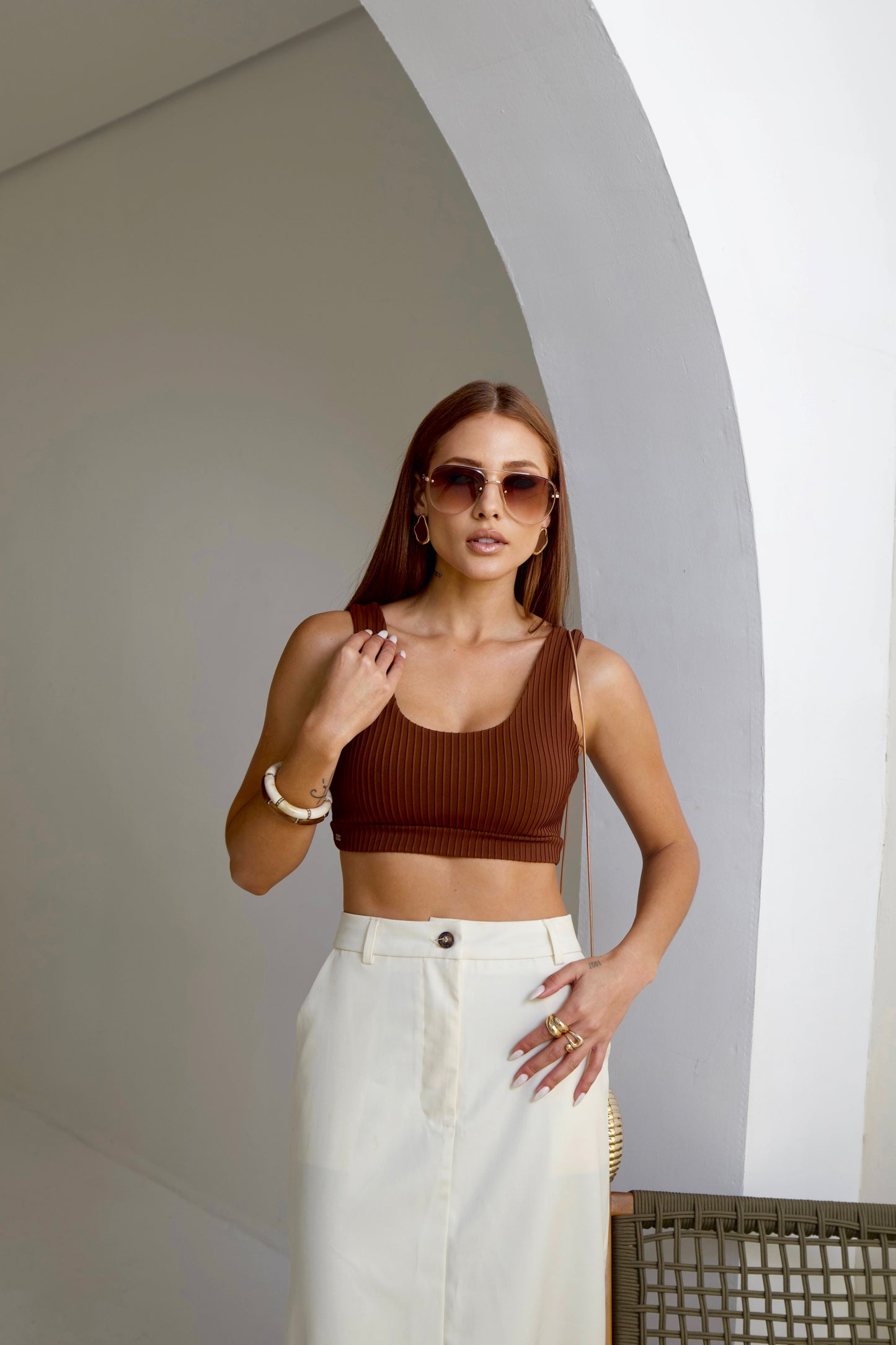 Cropped Poliamida Marrom