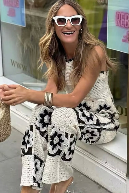 Conjunto Crochê Floral Preto