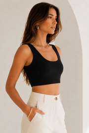 Cropped Modelador Poliamida Dupla Preto