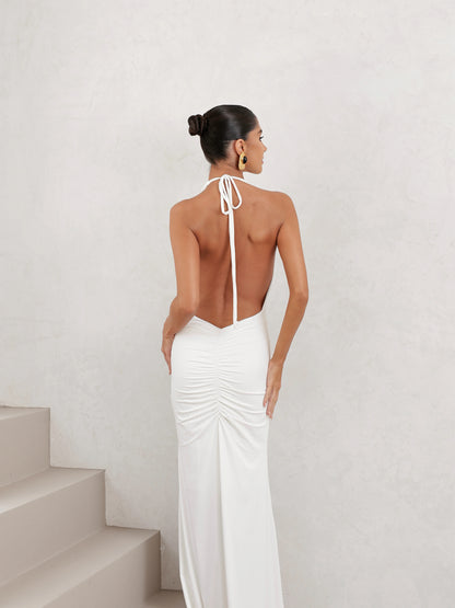 Vestido Longo em Poliamida Gola Degagê OFF