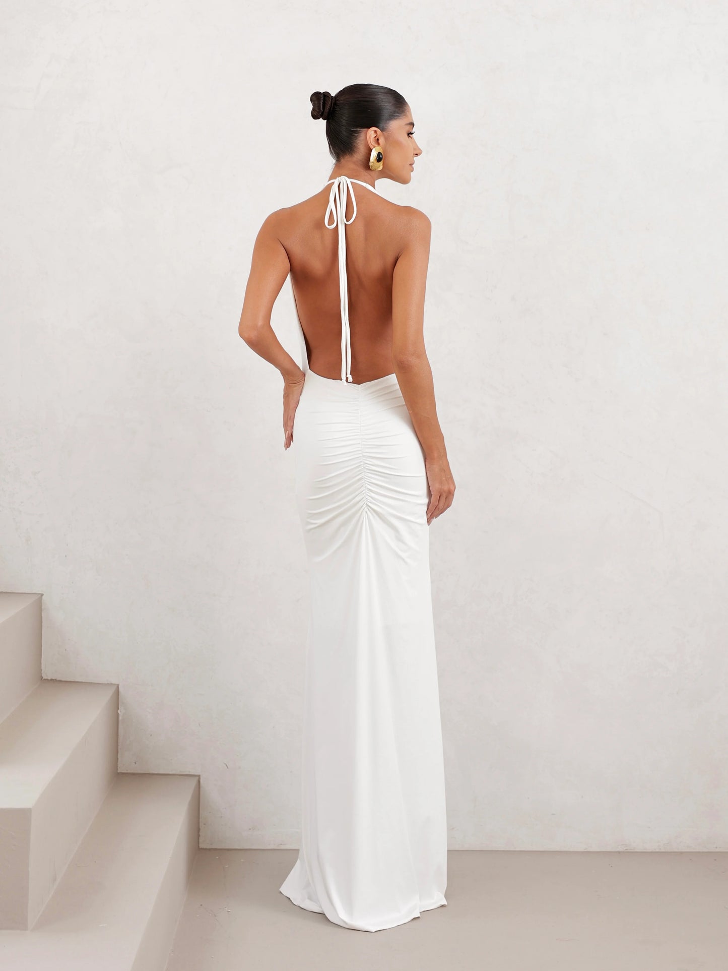 Vestido Longo em Poliamida Gola Degagê OFF