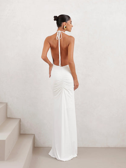 Vestido Longo em Poliamida Gola Degagê OFF