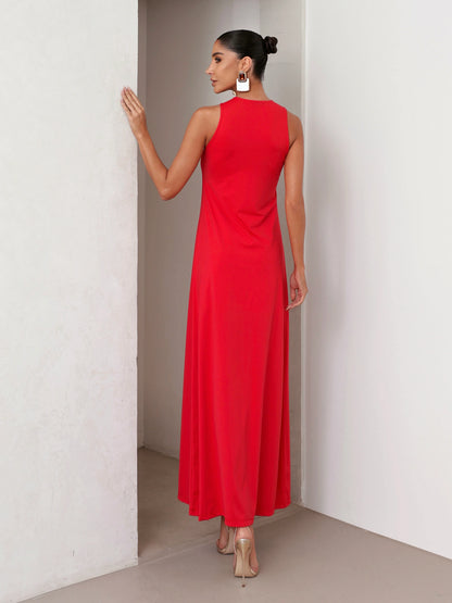 Vestido Poliamida Longo Regata Vermelho