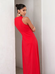 Vestido Poliamida Longo Regata Vermelho