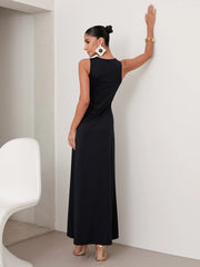 Vestido Poliamida Longo Regata Preto