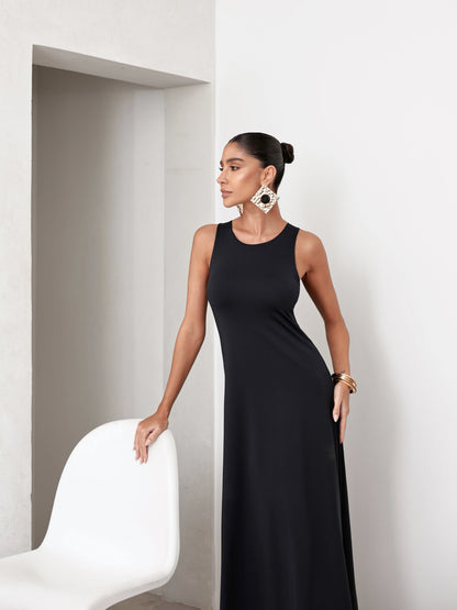 Vestido Poliamida Longo Regata Preto