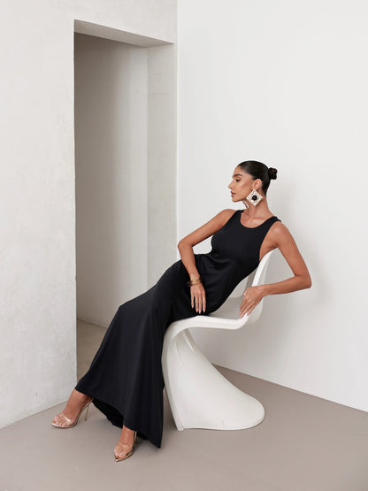 Vestido Poliamida Longo Regata Preto