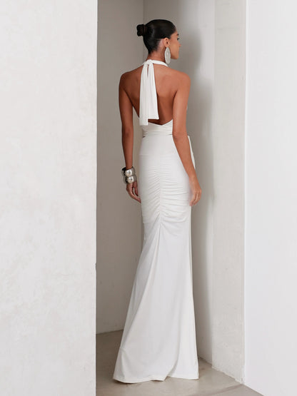 Conjunto Poliamida Cropped Degagê e Saia Longa Off