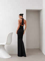 Conjunto Poliamida Cropped Degagê e Saia Longa Preto