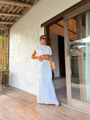 Conjunto Cropped Estruturado e Saia Longa – OFF