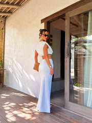 Conjunto Cropped Estruturado e Saia Longa – OFF