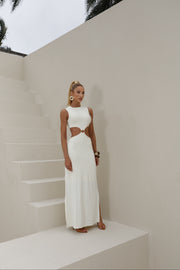 Vestido Longo em Poliamida com Detalhe em Metal Off